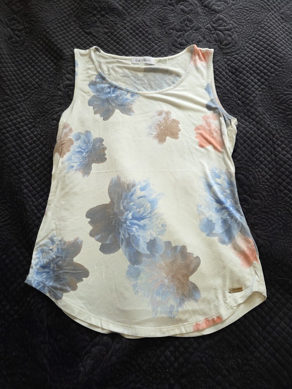 Calvin Klein shirt womens SMALL blue floral  tank casual Size S